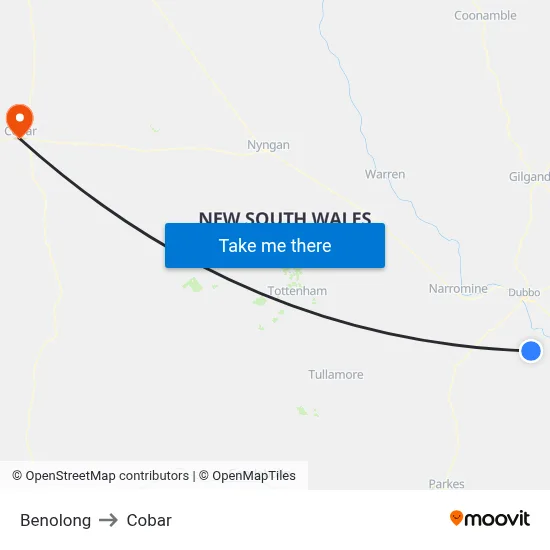 Benolong to Cobar map
