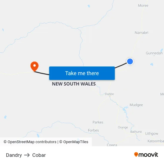 Dandry to Cobar map