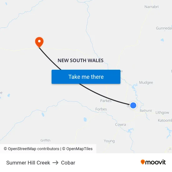 Summer Hill Creek to Cobar map