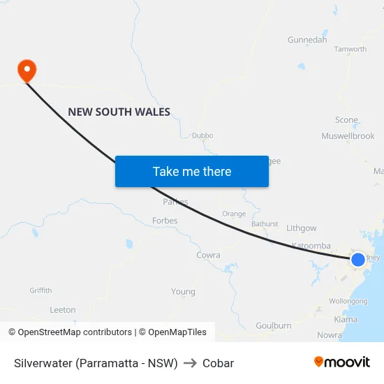 Silverwater (Parramatta - NSW) to Cobar map