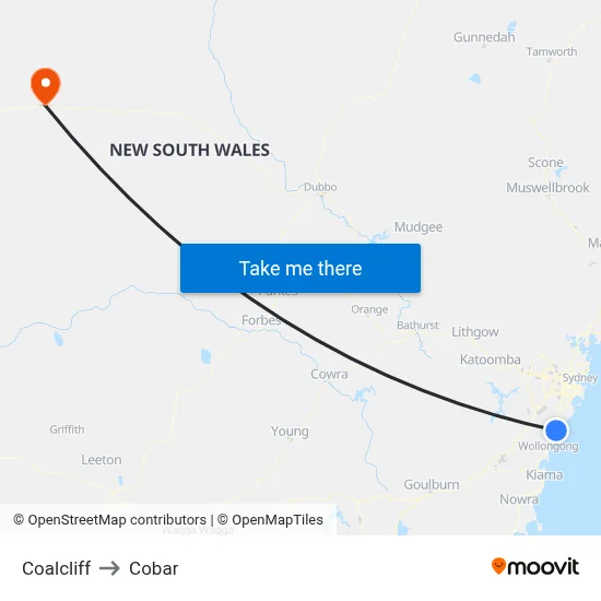 Coalcliff to Cobar map