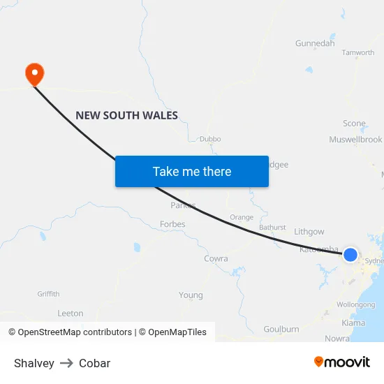 Shalvey to Cobar map