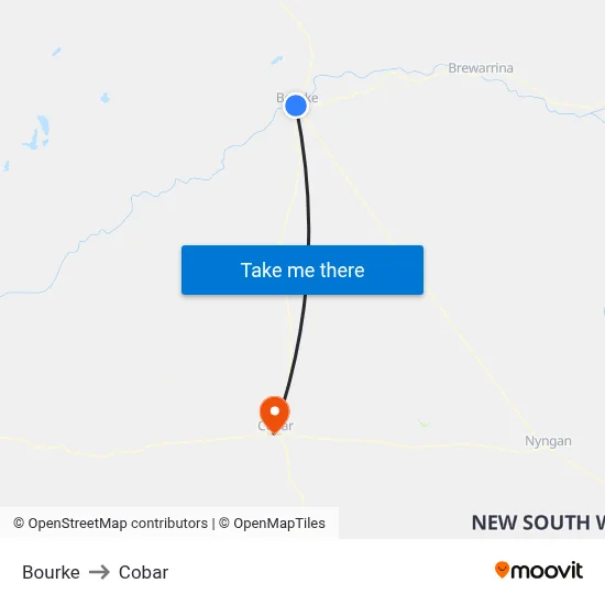 Bourke to Cobar map