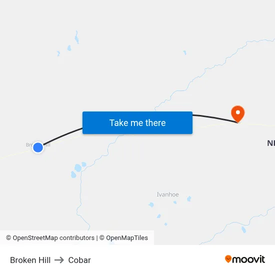 Broken Hill to Cobar map