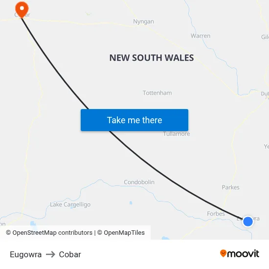 Eugowra to Cobar map