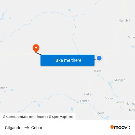 Gilgandra to Cobar map