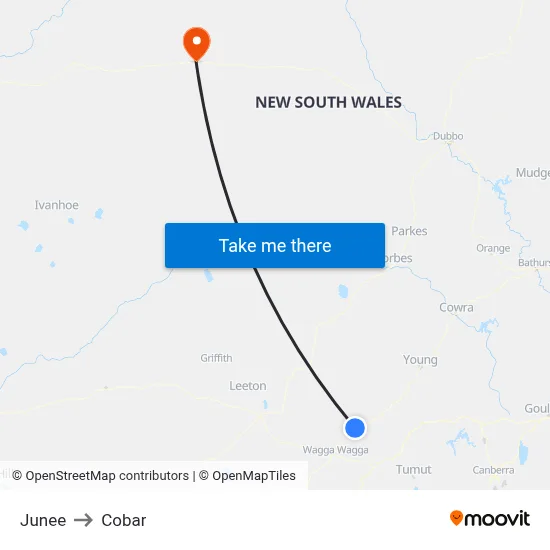 Junee to Cobar map