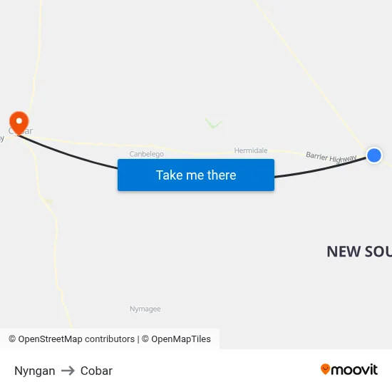 Nyngan to Cobar map