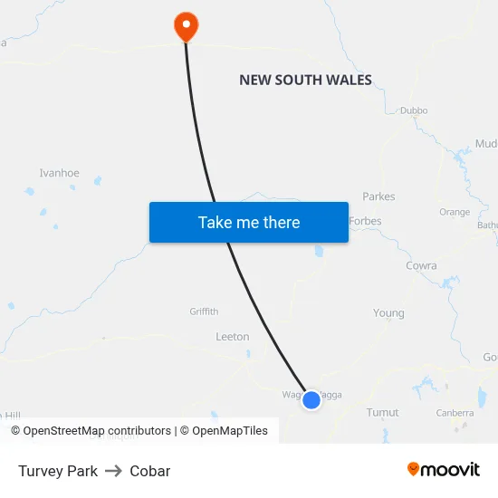 Turvey Park to Cobar map