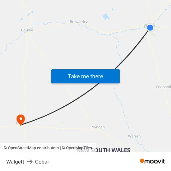 Walgett to Cobar map