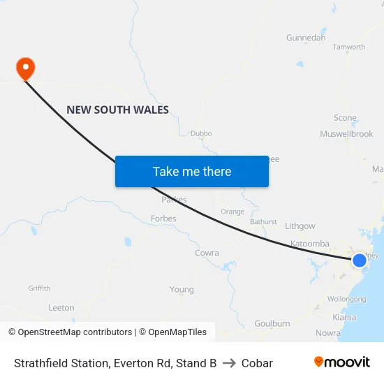 Strathfield Station, Everton Rd, Stand B to Cobar map