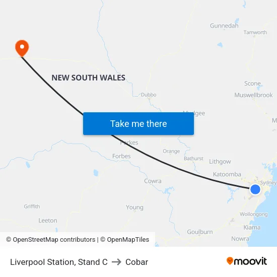 Liverpool Station, Stand C to Cobar map