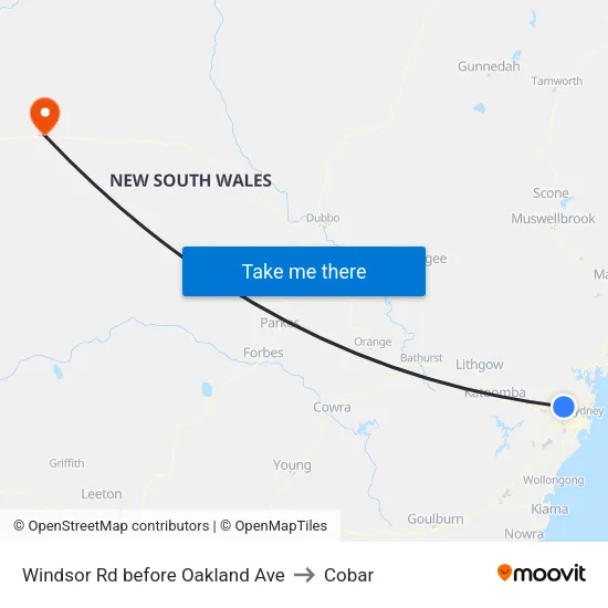 Windsor Rd before Oakland Ave to Cobar map