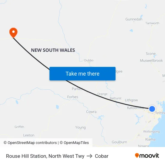 Rouse Hill Station, North West Twy to Cobar map