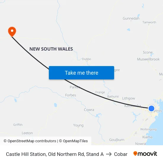 Castle Hill Station, Old Northern Rd, Stand A to Cobar map
