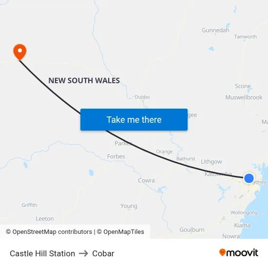 Castle Hill Station to Cobar map