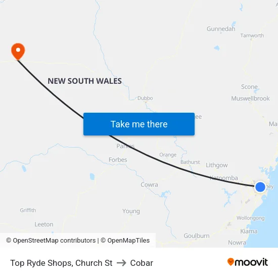Top Ryde Shops, Church St to Cobar map