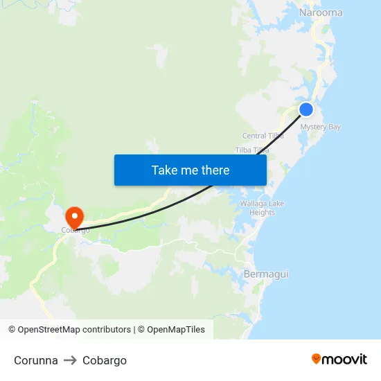 Corunna to Cobargo map