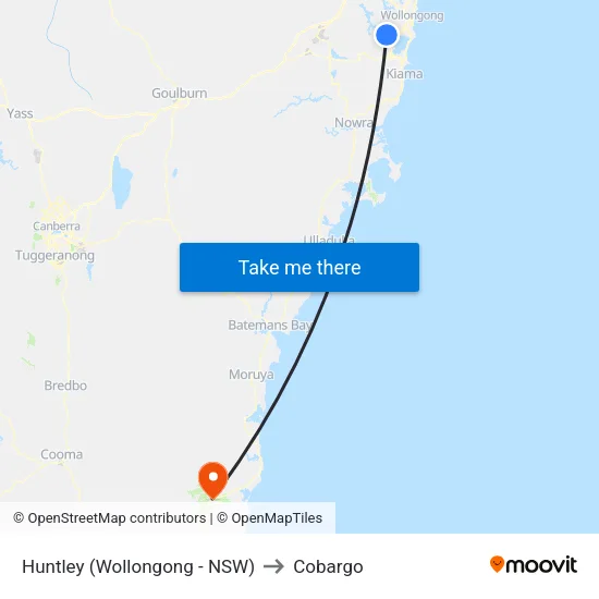 Huntley (Wollongong - NSW) to Cobargo map