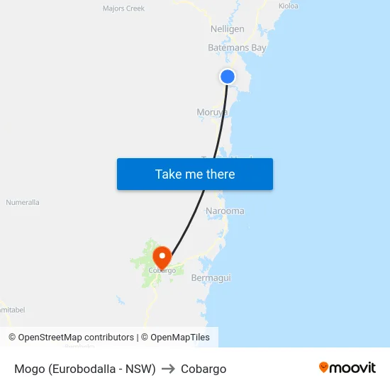 Mogo (Eurobodalla - NSW) to Cobargo map