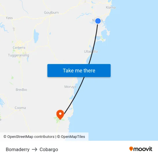 Bomaderry to Cobargo map