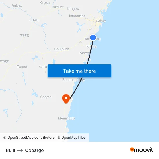 Bulli to Cobargo map