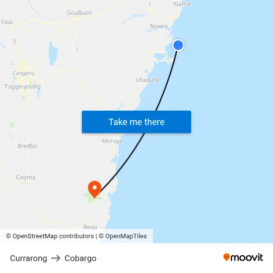 Currarong to Cobargo map