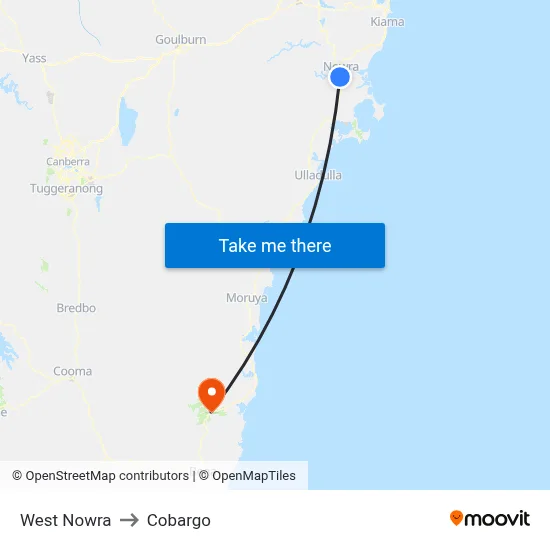 West Nowra to Cobargo map