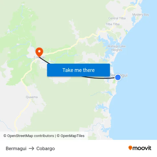 Bermagui to Cobargo map