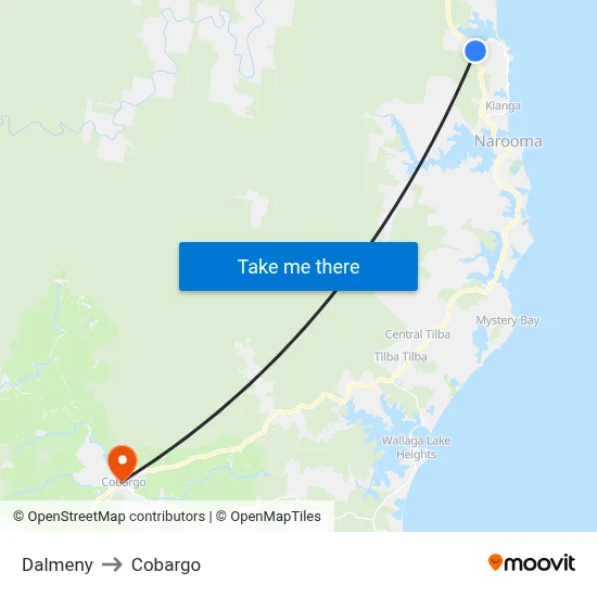 Dalmeny to Cobargo map