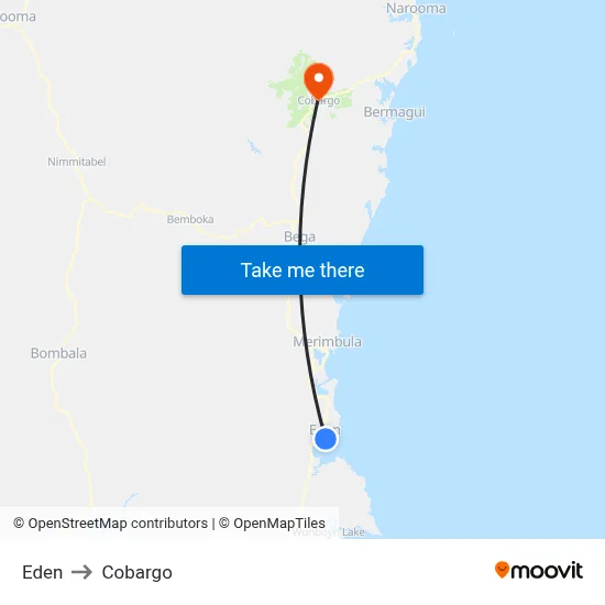 Eden to Cobargo map