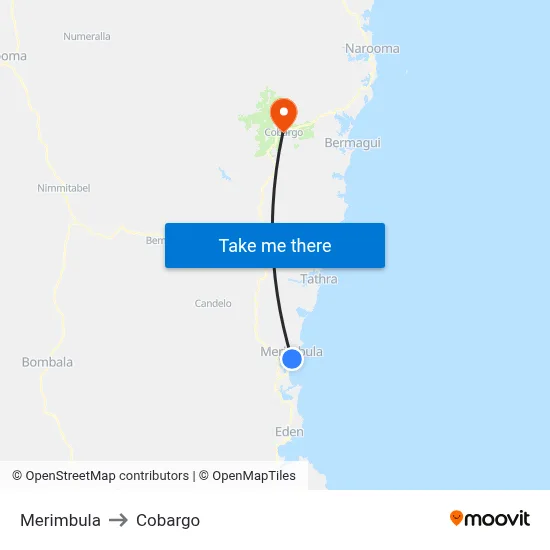 Merimbula to Cobargo map
