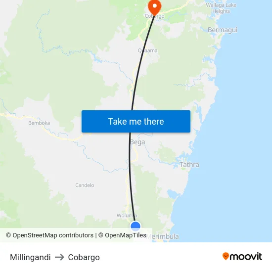 Millingandi to Cobargo map