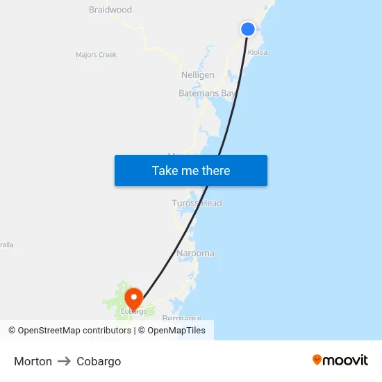 Morton to Cobargo map