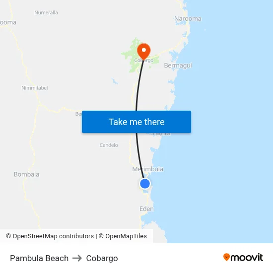 Pambula Beach to Cobargo map