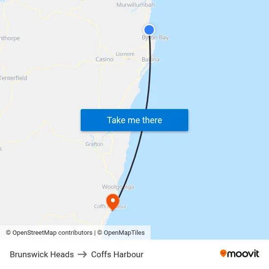 Brunswick Heads to Coffs Harbour map