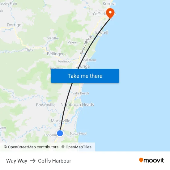 Way Way to Coffs Harbour map