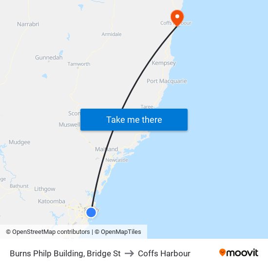 Burns Philp Building, Bridge St to Coffs Harbour map