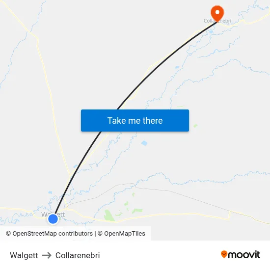 Walgett to Collarenebri map