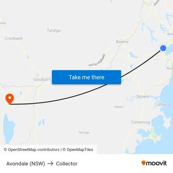 Avondale (NSW) to Collector map