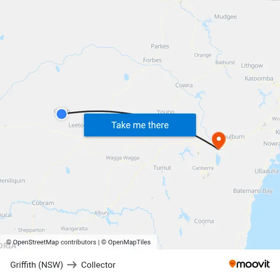 Griffith (NSW) to Collector map