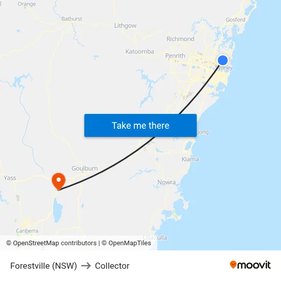 Forestville (NSW) to Collector map