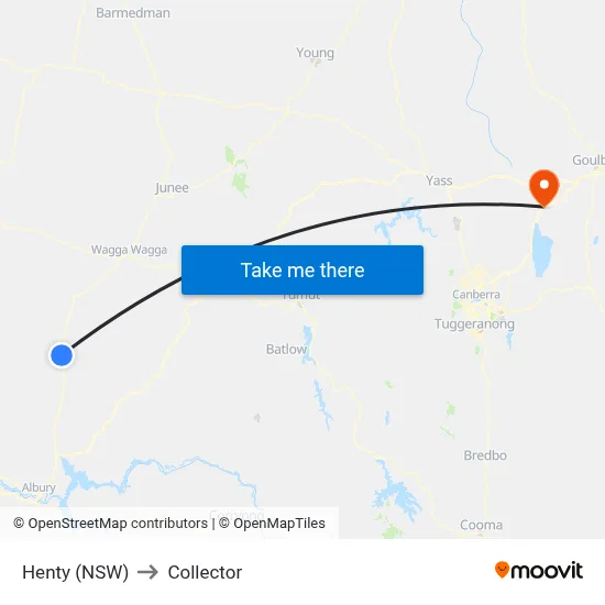 Henty (NSW) to Collector map