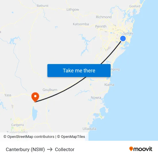 Canterbury (NSW) to Collector map