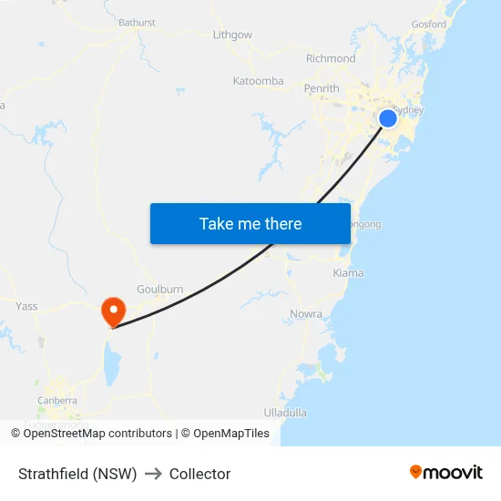 Strathfield (NSW) to Collector map