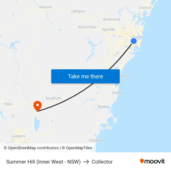 Summer Hill (Inner West - NSW) to Collector map