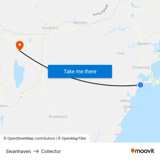 Swanhaven to Collector map