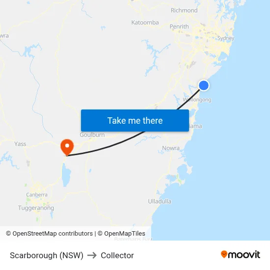 Scarborough (NSW) to Collector map