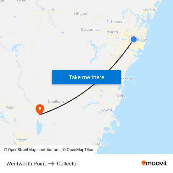 Wentworth Point to Collector map