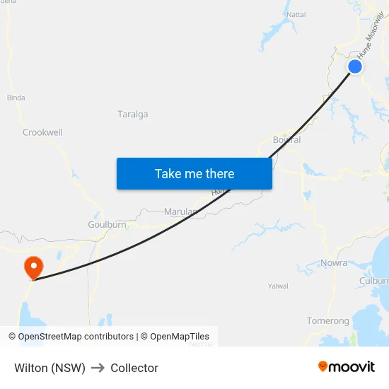 Wilton (NSW) to Collector map